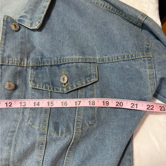 Sadie & Love Oversized Boho Floral Back Embroidery Denim Jean Jacket Size S - Picture 6 of 6